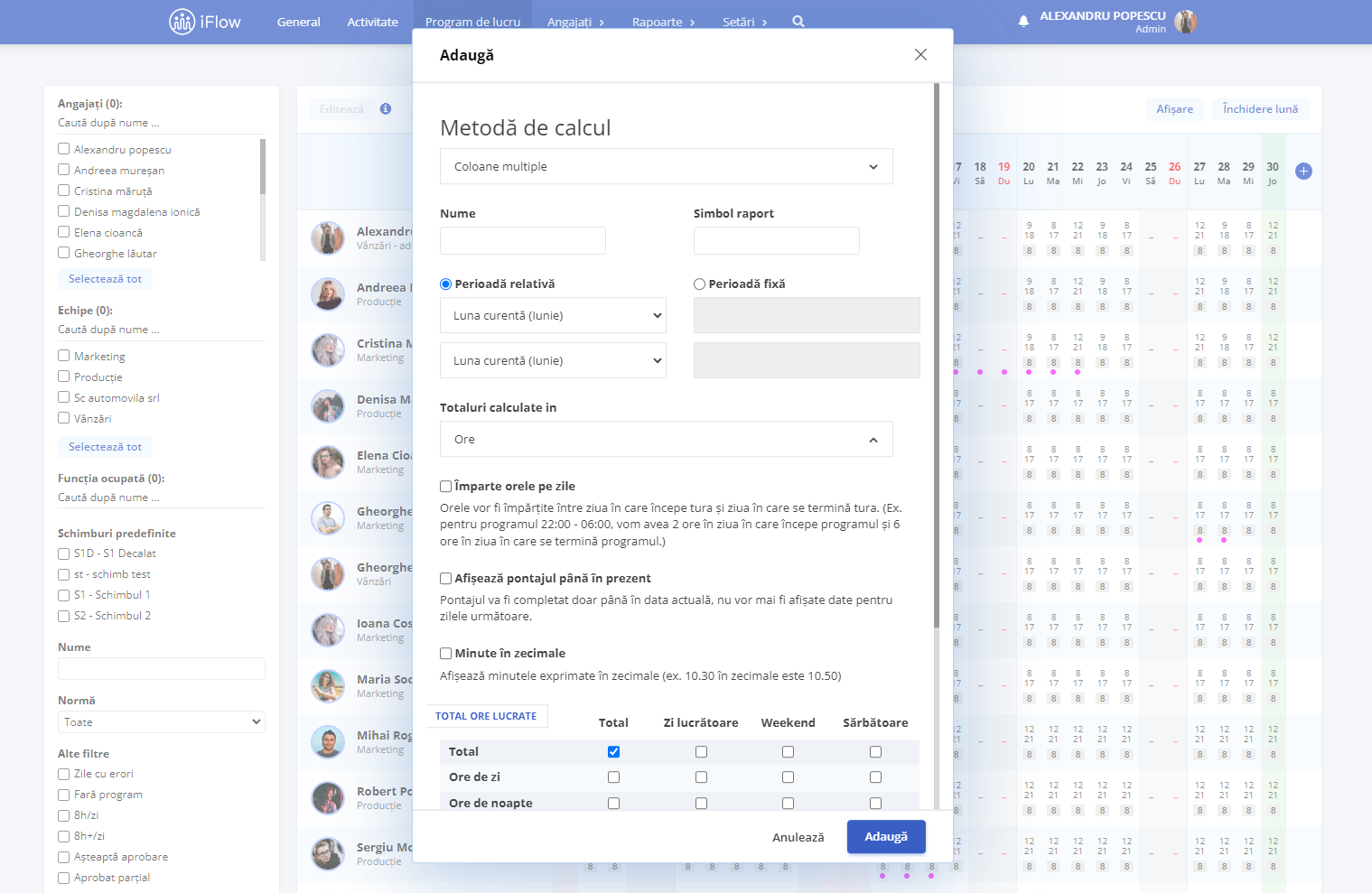 evidente personalizate program de lucru