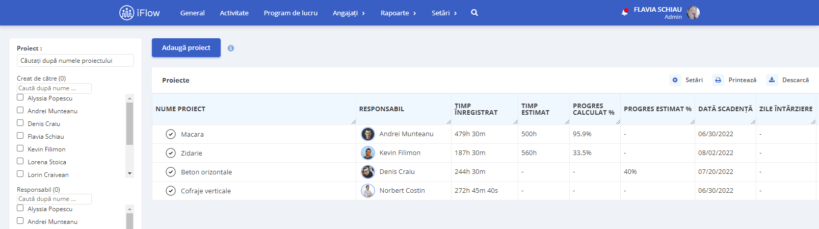 progres proiecte