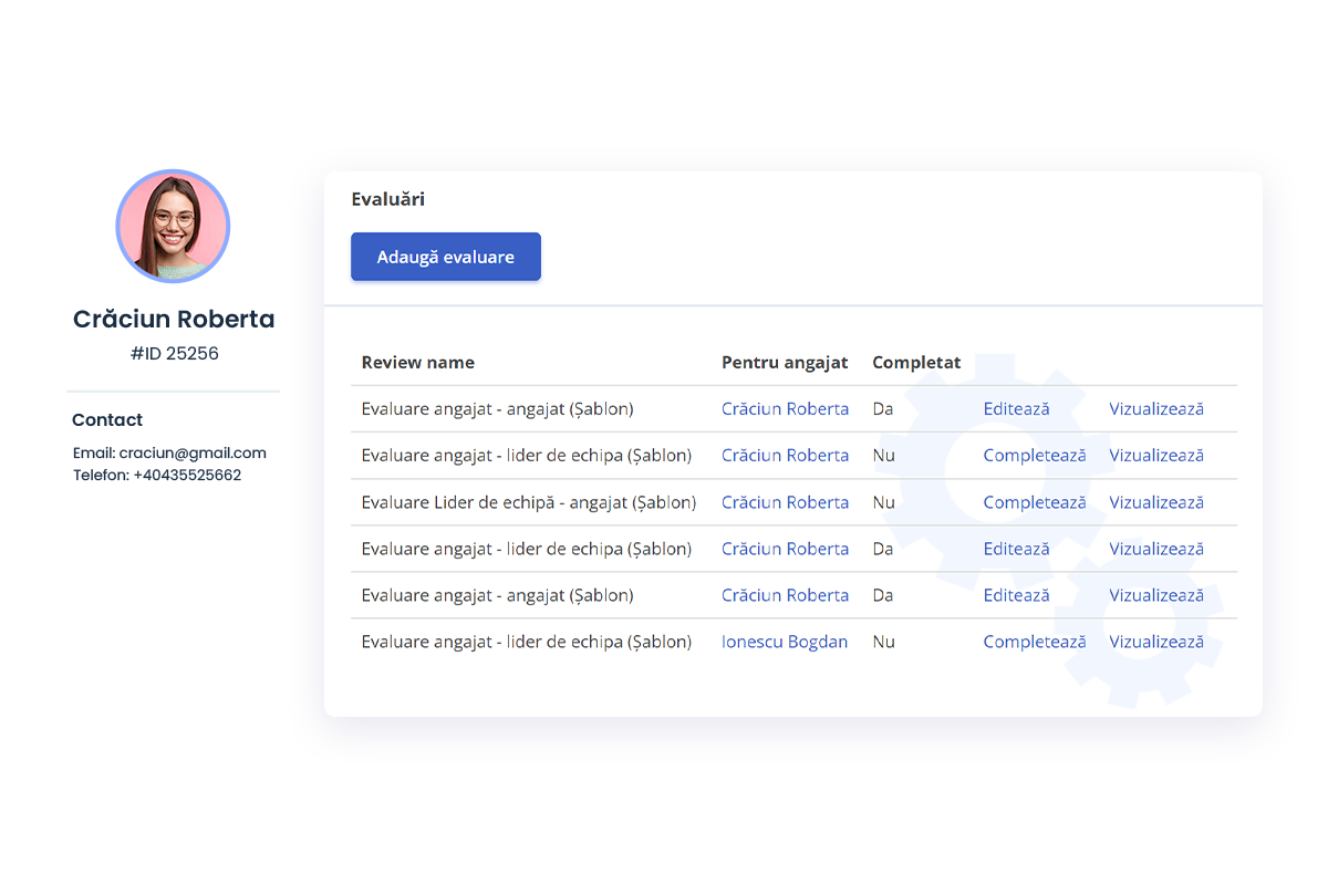 Evaluarea trimisă angajatului pentru completare HRiFlow Evaluarea trimisă angajatului pentru completare HRiFlow