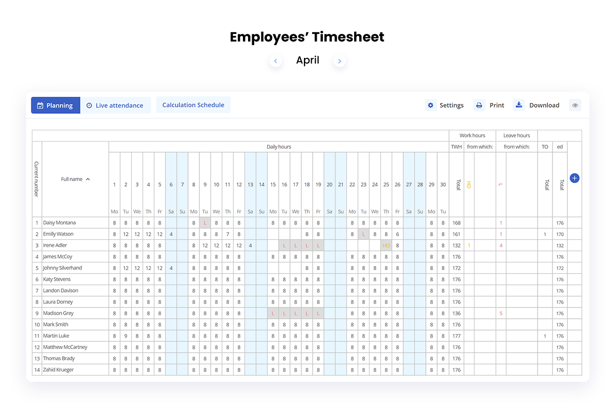 employees timesheet HRiFlow app employees timesheet HRiFlow app