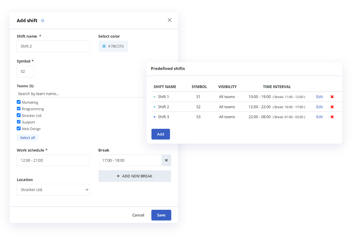 predefined shifts HRiFlow app predefined shifts HRiFlow app