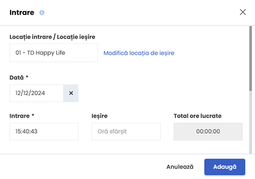 iflow-intrare-inregistrare-prezenta înregistrarea prezenței în HRiFlow, modulul program pontaj