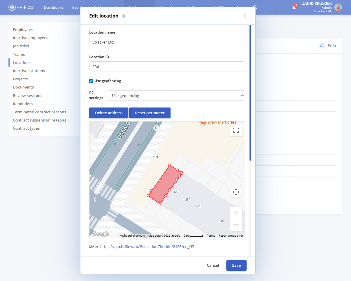 geofencing feature in the HRiFlow app