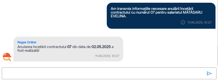 Imagine ilustrativă pași pentru anularea încetării contractului unui salariat în Reges Online - Pasul 3