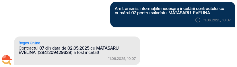 Imagine ilustrativă pași pentru încetarea suspendării contractului unui salariat în Reges Online - Pasul 4