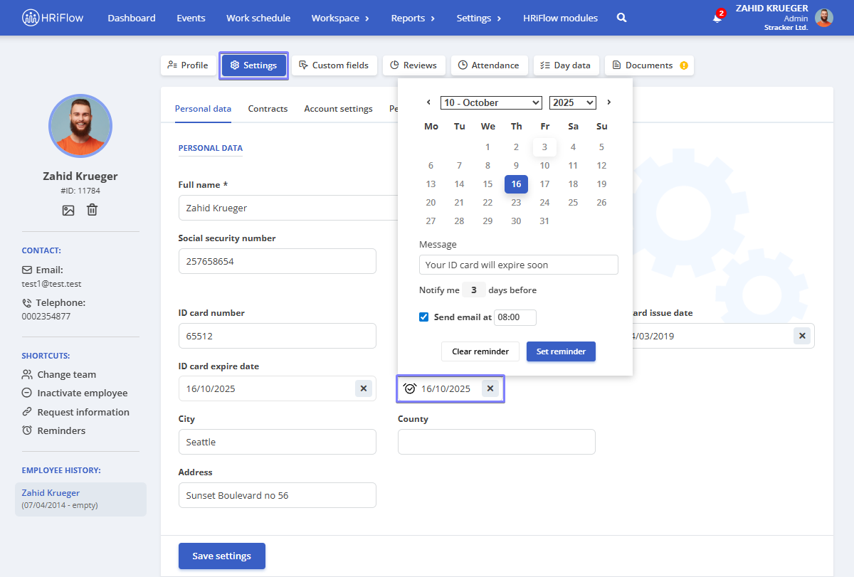 image illustrating how to set a reminder in the HRiFlow app