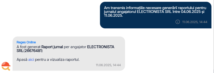 Imagine ilustrativă cu pași pentru generarea unui jurnal  de angajator în Reges Online Pasul 2