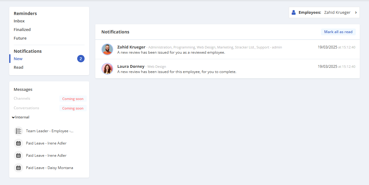 image illustrating how reminders look in the HRiFlow app