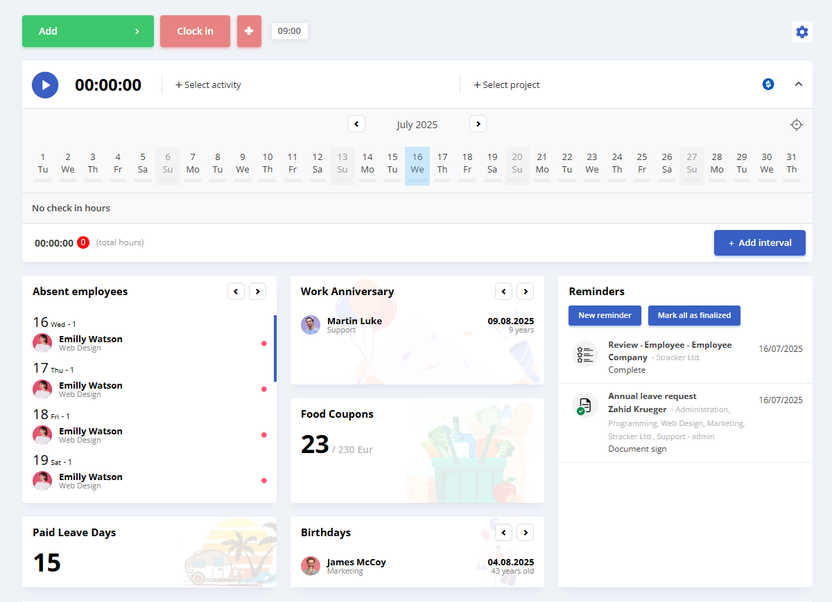 image with the dashboard from the HRiFlow app