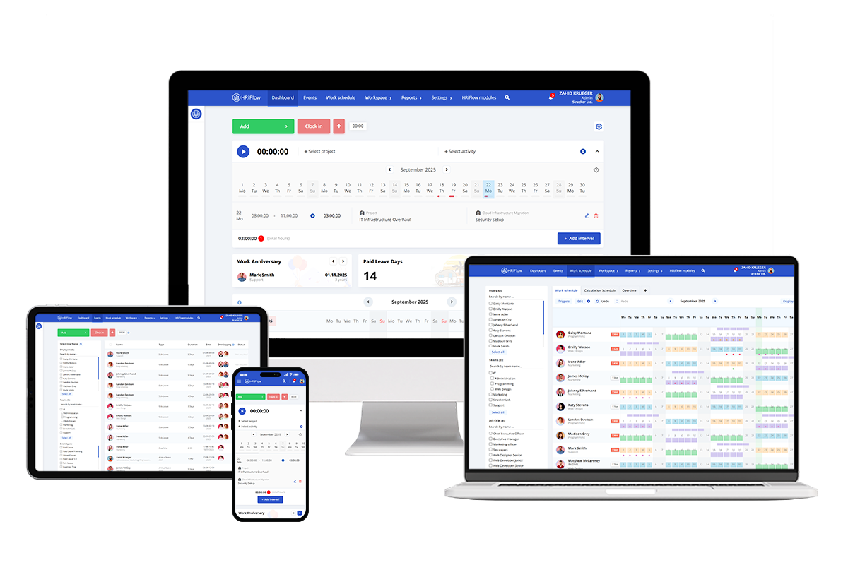 pontare hriflow dispozitive diferite eng Timekeeping App
