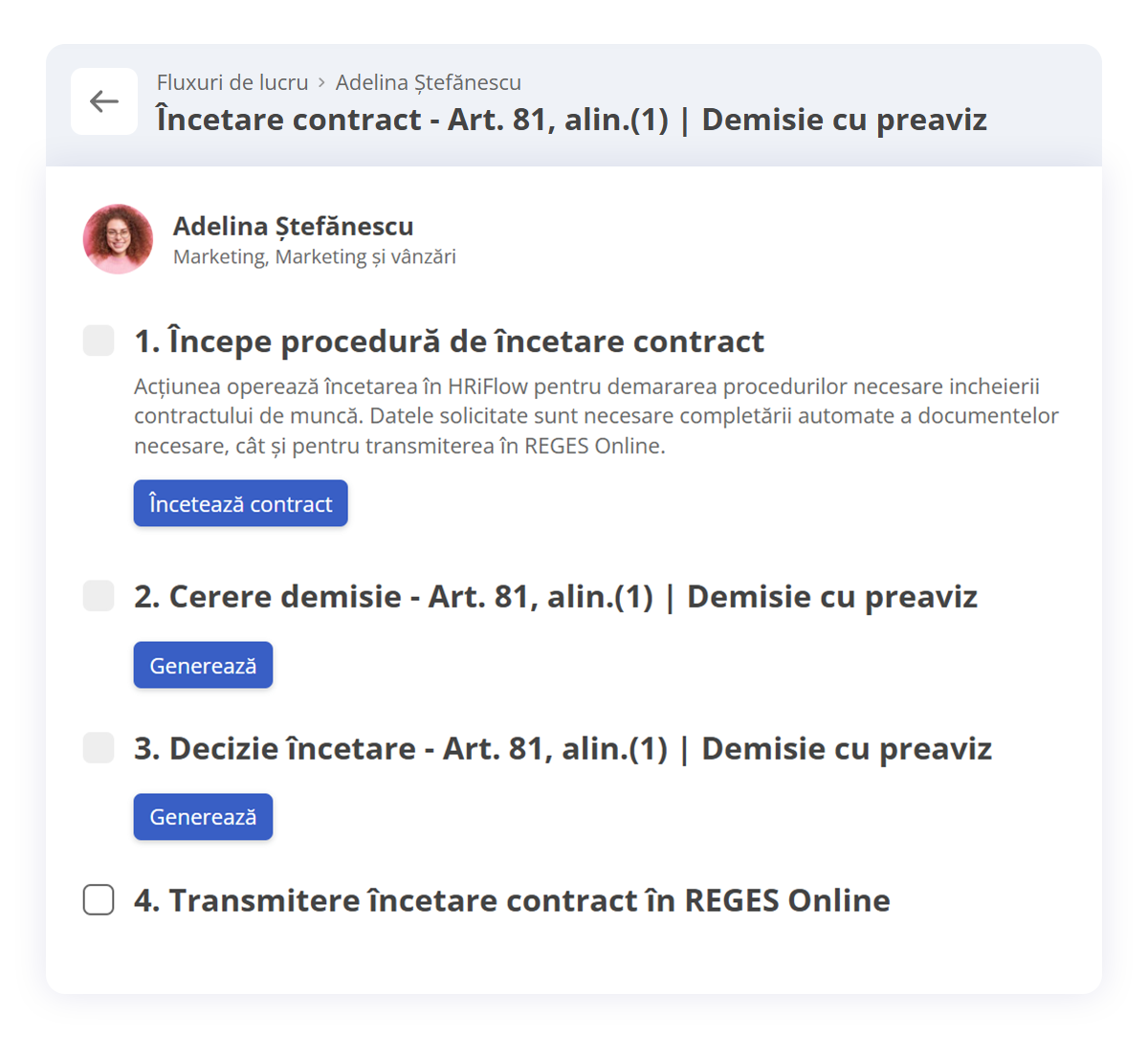 hriflow flux demisie cu preaviz