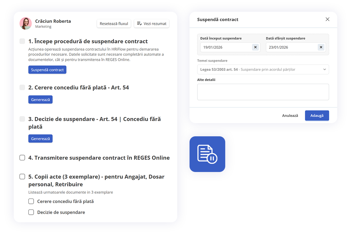 fluxuri suspendari contracte