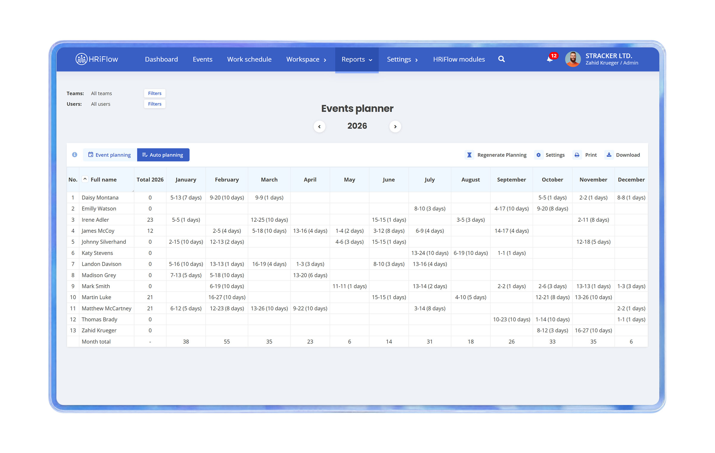 tablet event planners