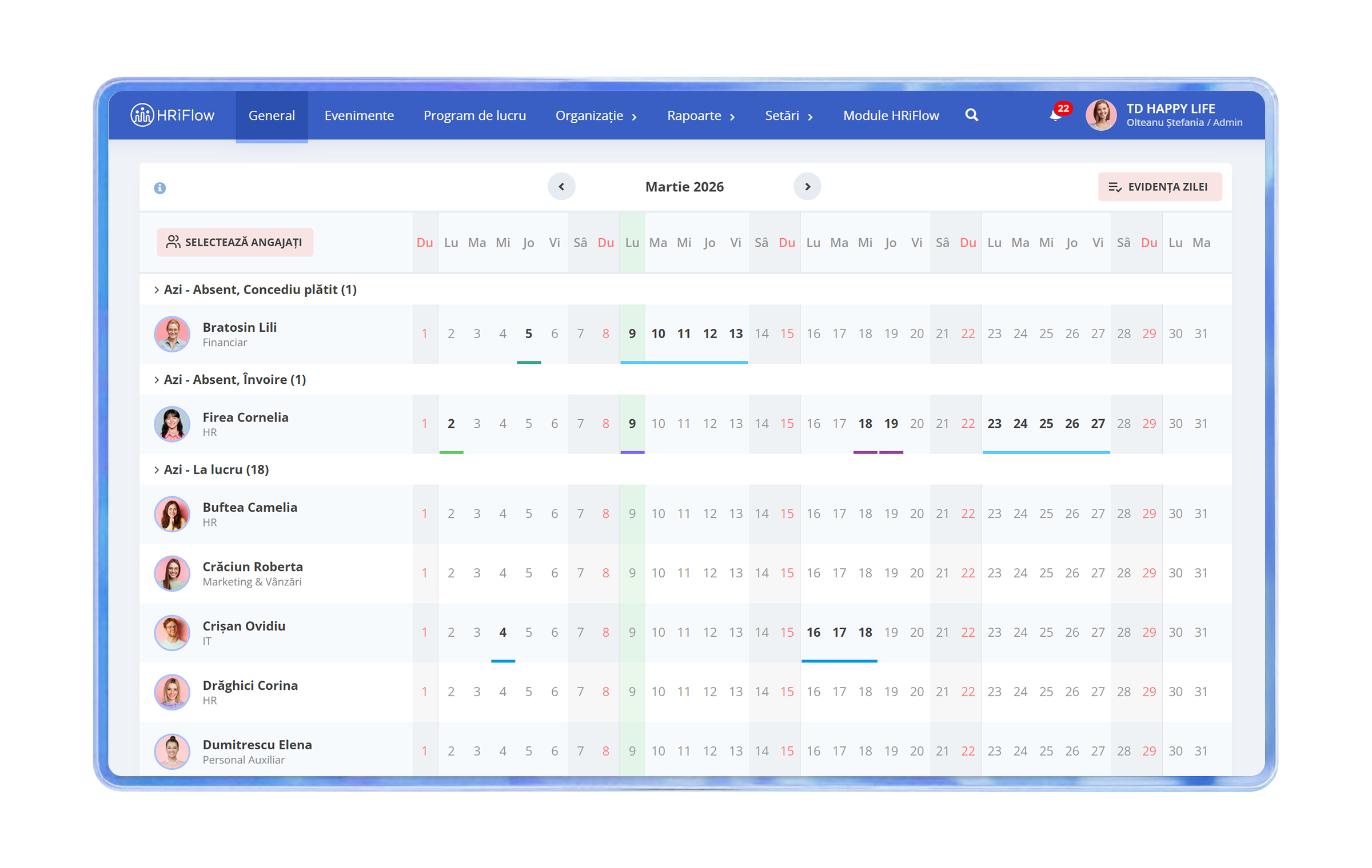 program resurse umane tableta pontaj hriflow