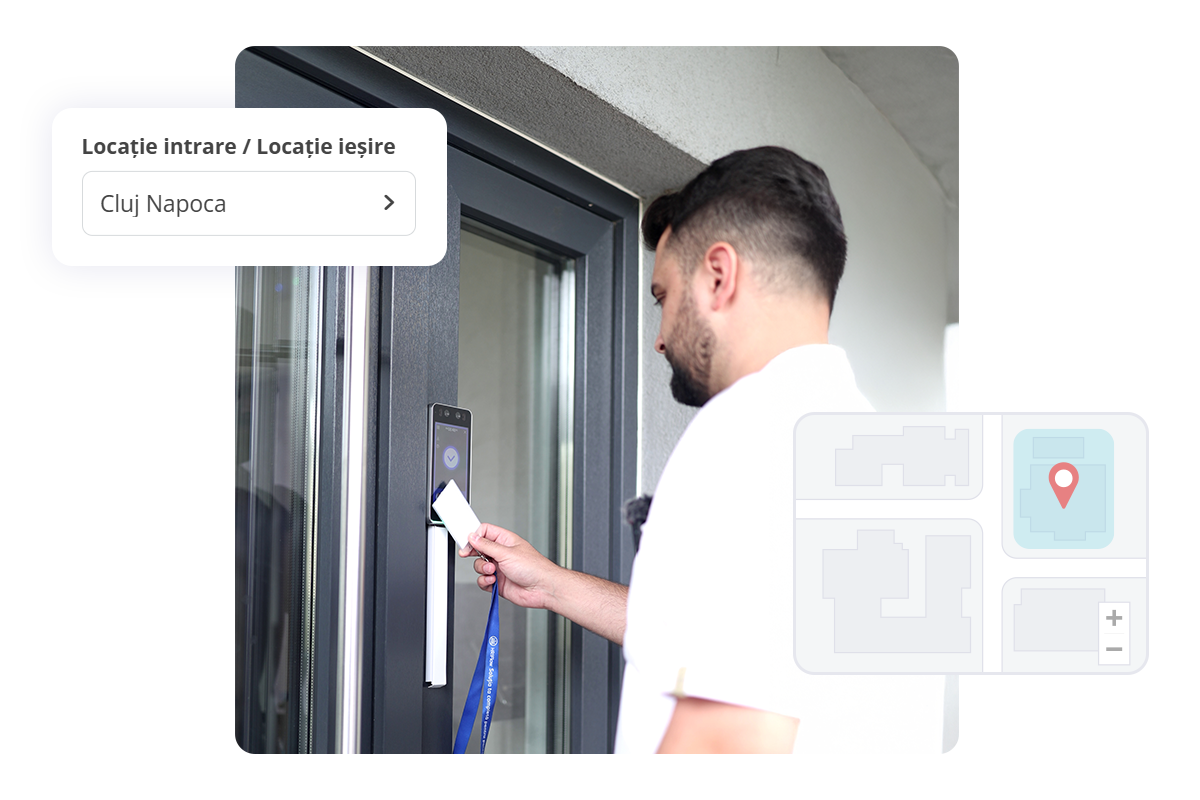 intrare geofencing app hriflow Angajat care se pontează în programul de pontaj HRiFlow folosind cartele RFID